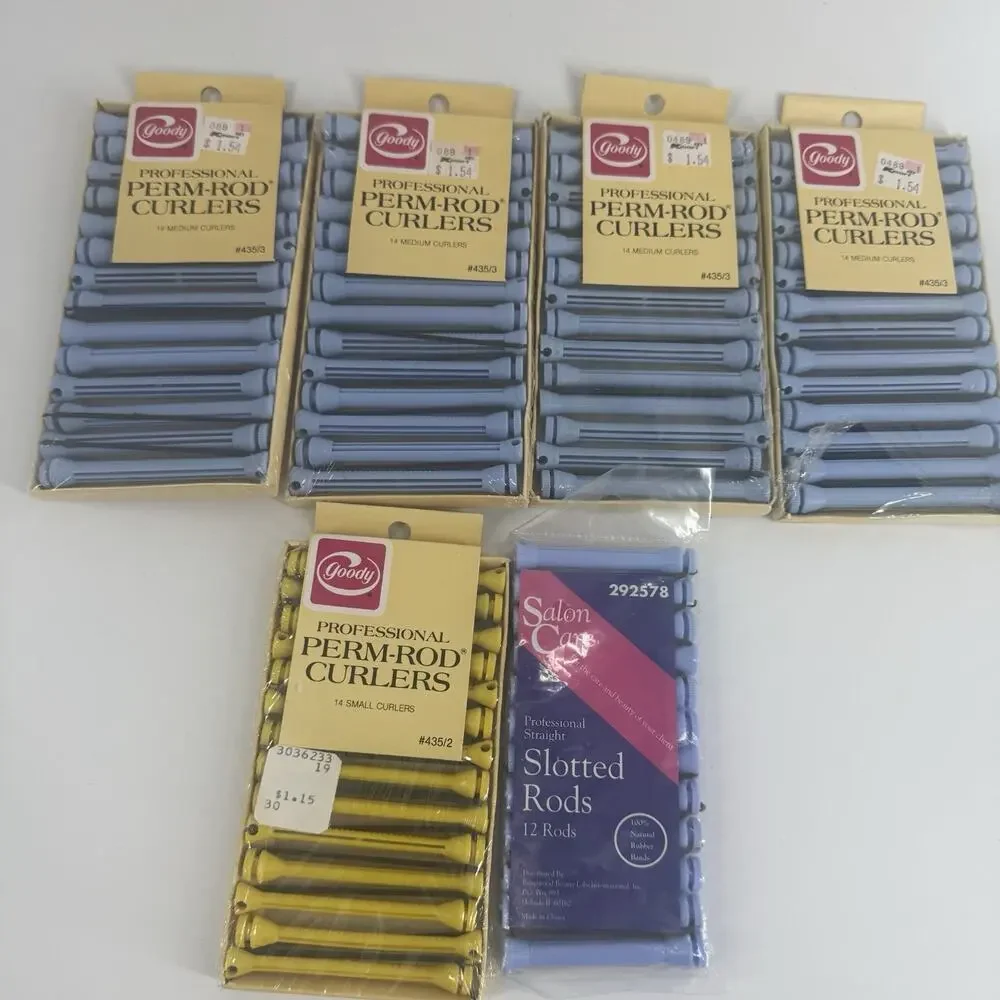 Goody & Salon Care Perm Rod Curlers Rollers Lot Of 6 Sealed